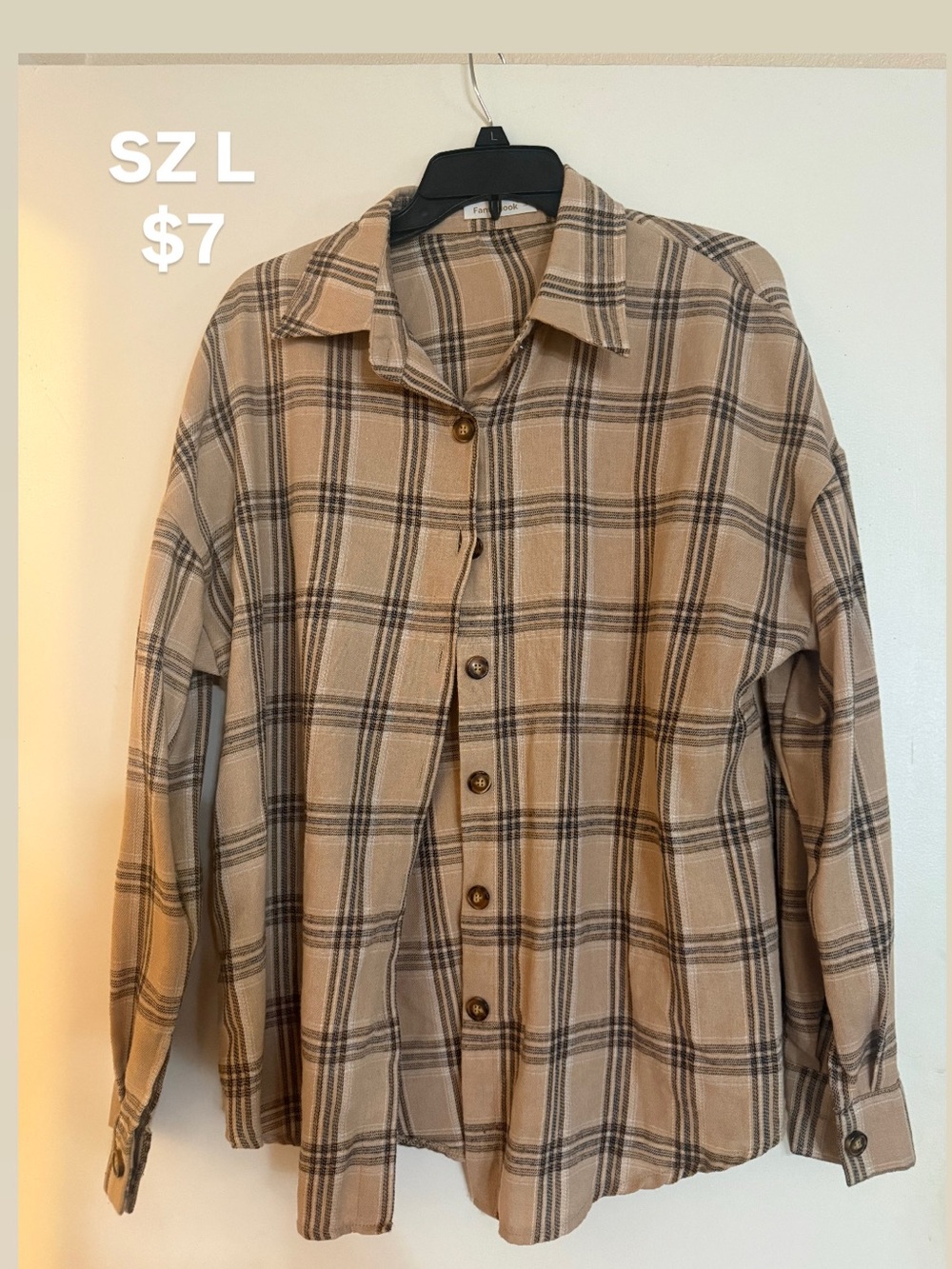 Fanebook Beige Plaid Button-Up | Size Large
